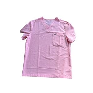 FIGS Leon Scrub Top Mens Small Pink V-Neck Short Sleeve Technical Collection
